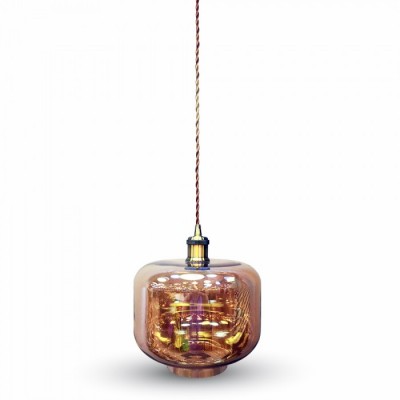 Pendel ravfarvet E27 - SKYTTE Lighting retro glaspendel til LED pære